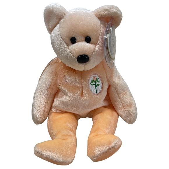 Dearest Ty Beanie Baby Mothers Day Peach Teddy Bear MWMT Birthday May 8 2000 - Picture 1 of 6